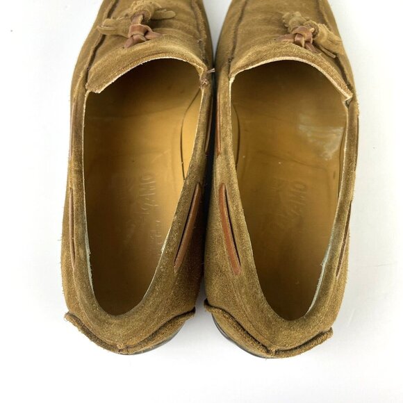 Salvatore Ferragamo Loafers‎ Men's 8 D Kiltie Tassel Brown Suede Leather Italy - Picture 4 of 8